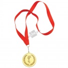 Медаль наградная на ленте "Золото"; 48 см., D=5см.; текстиль, латунь; лазерная гравировка, шелкограф